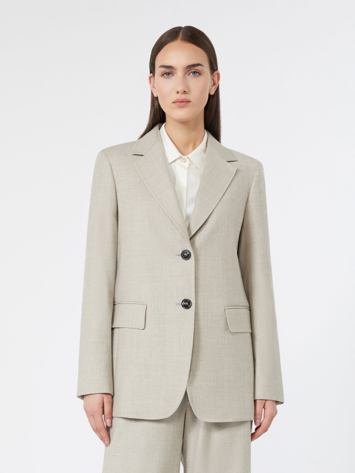 Single-breasted wool flannel blazer - BEIGE - Max Mara - 2
