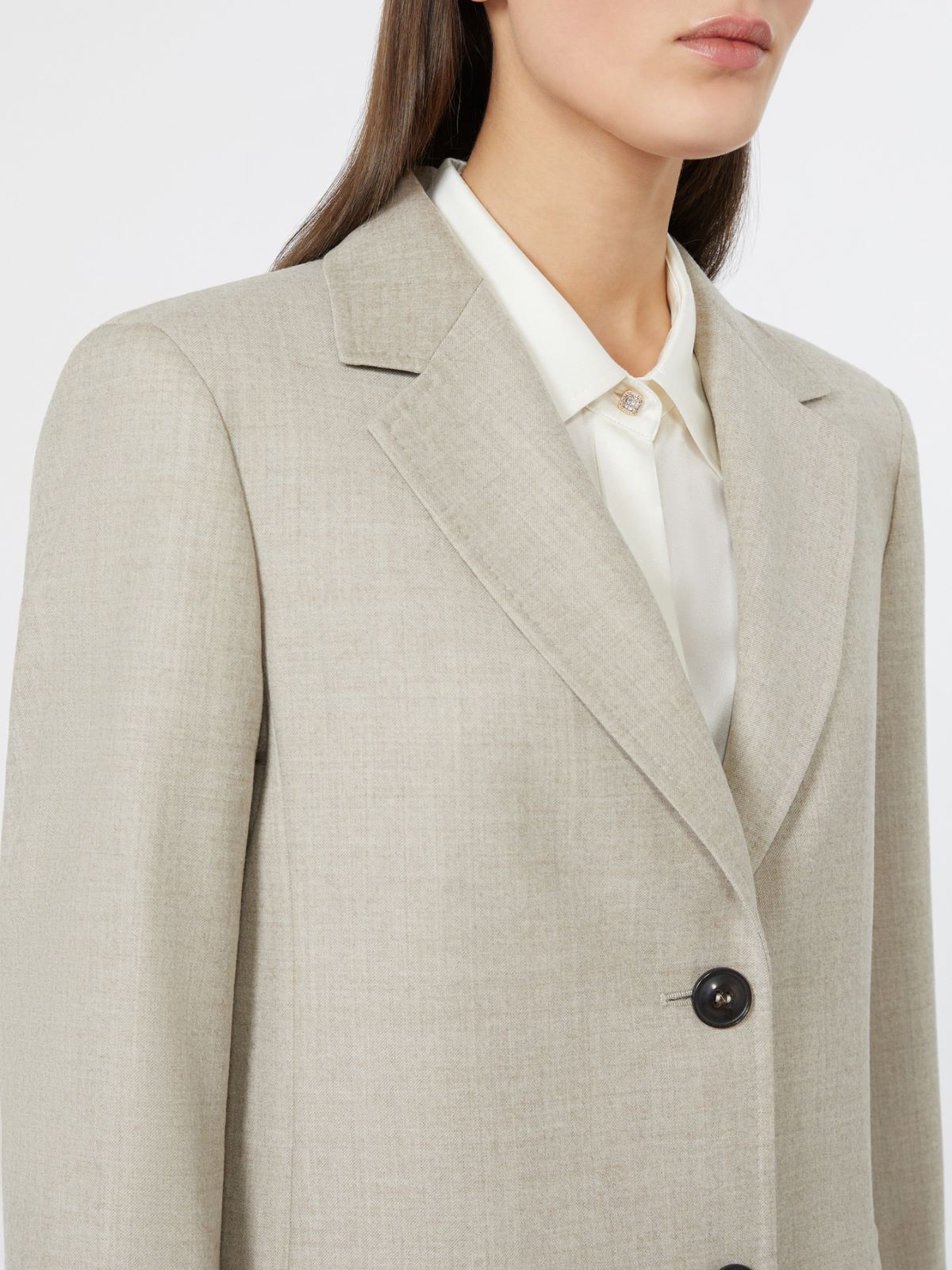 Single-breasted wool flannel blazer - BEIGE - Max Mara - 4