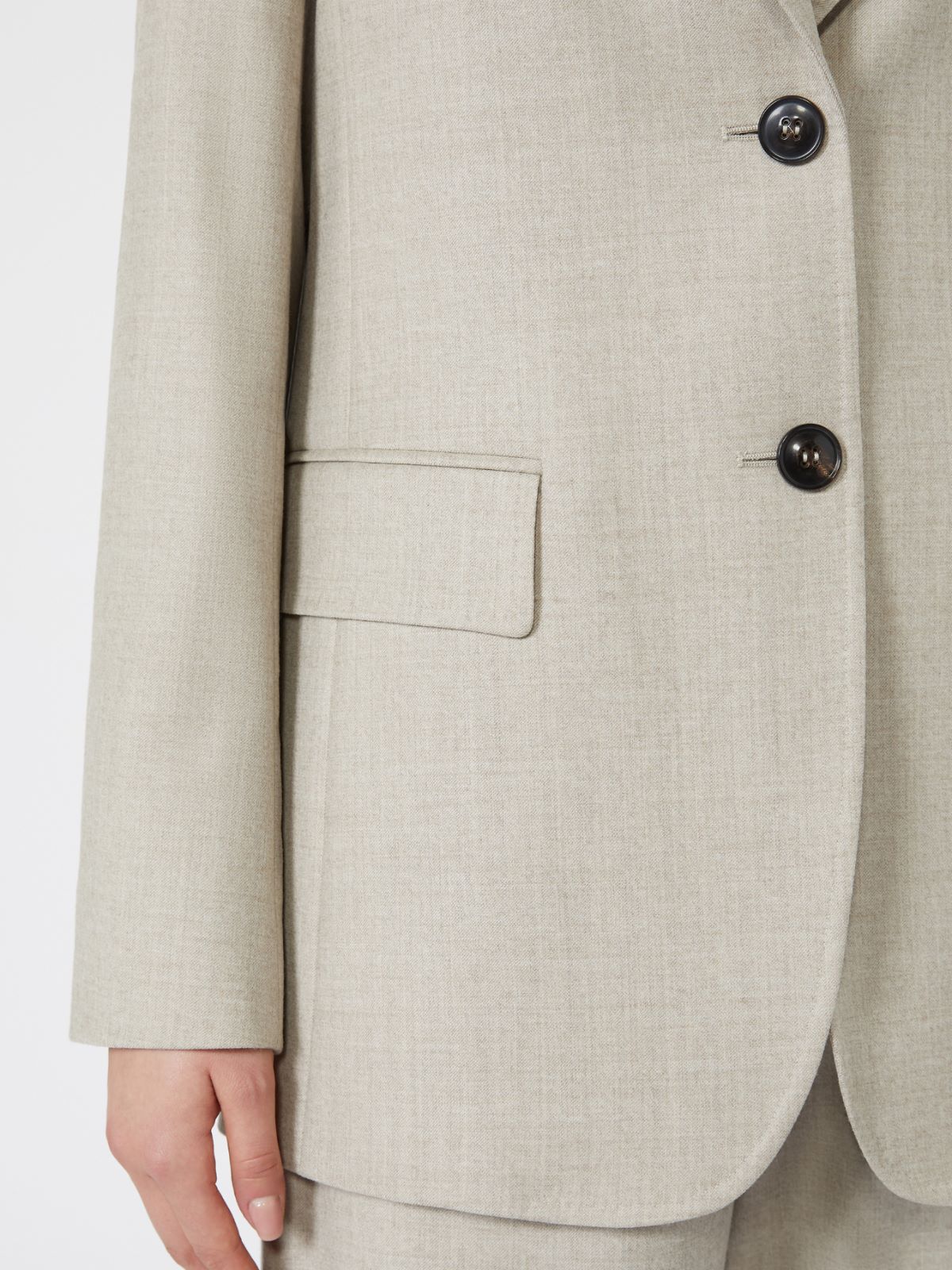 Single-breasted wool flannel blazer - BEIGE - Max Mara - 5