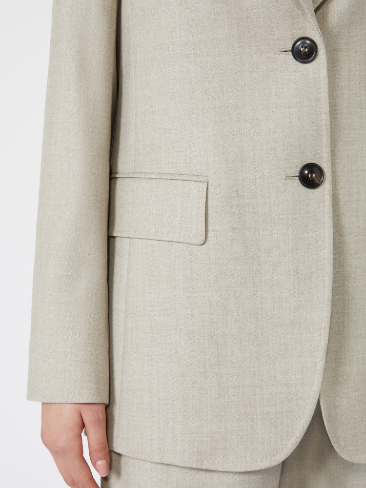 Single-breasted wool flannel blazer - BEIGE - Max Mara - 5