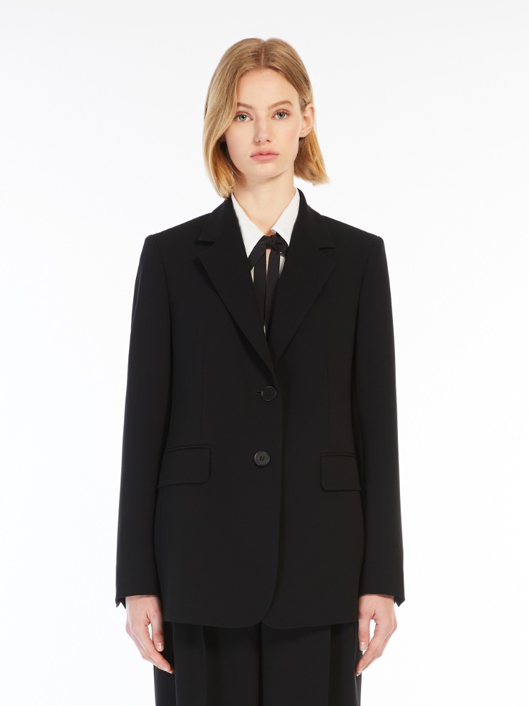 Single-breasted cady blazer - BLACK - 2