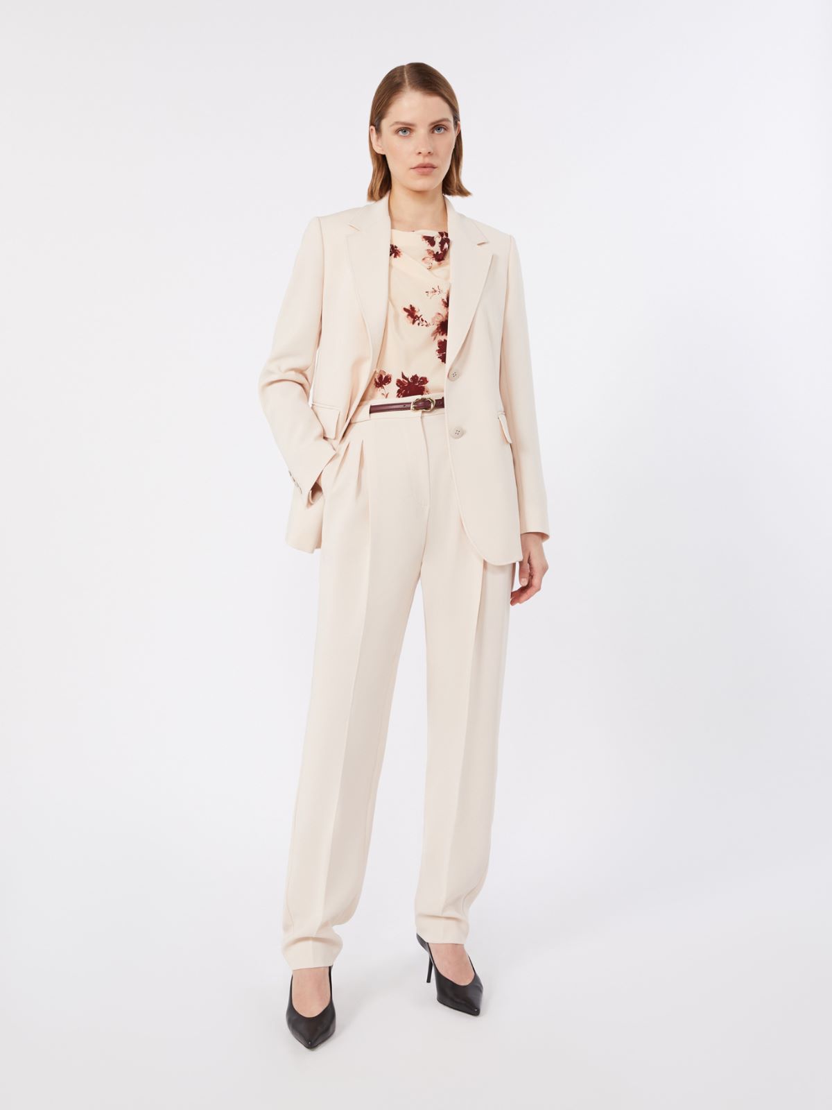 Single-breasted cady blazer - NATURAL