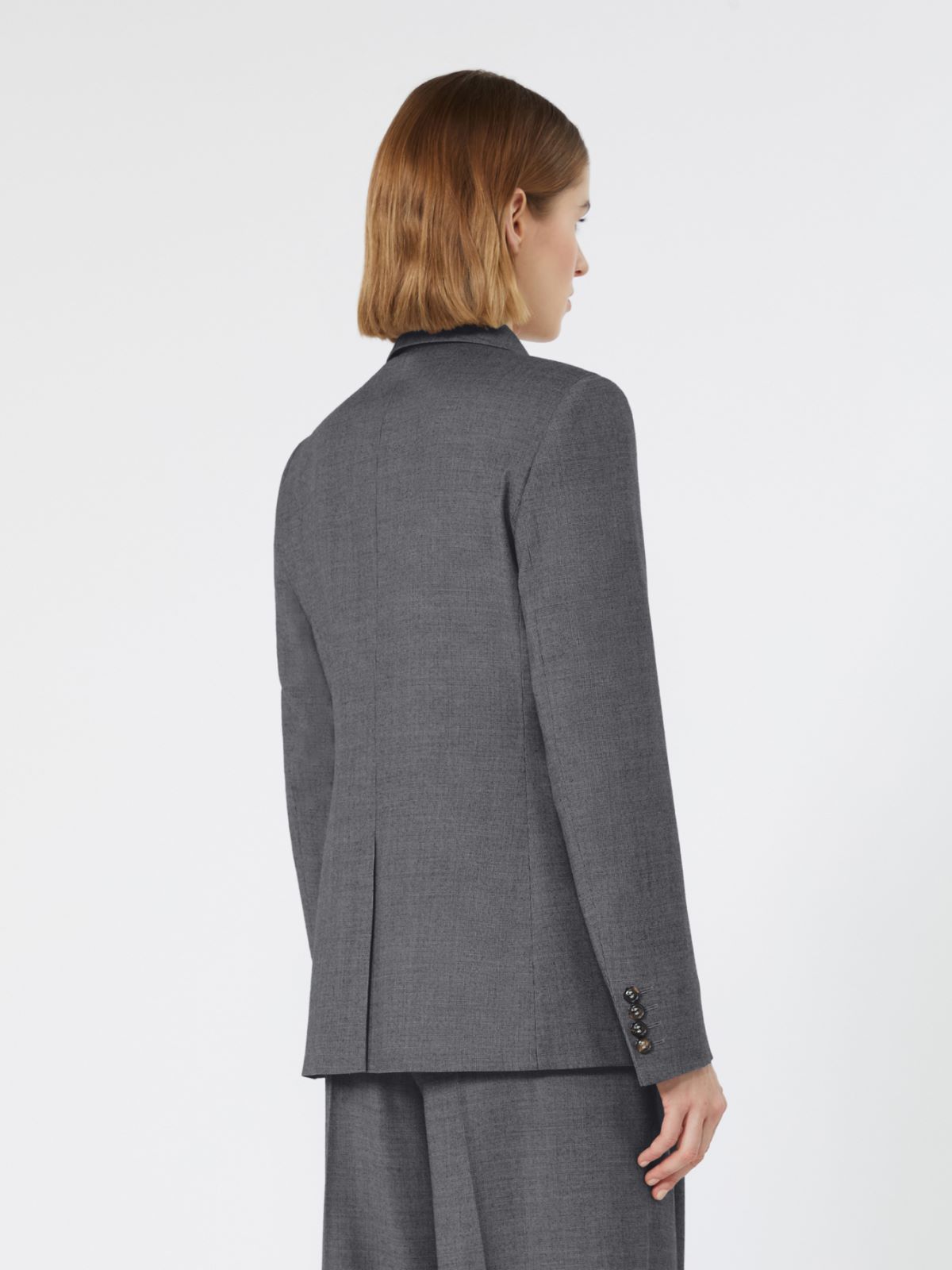 Double-breasted wool flannel blazer - DARK GREY - Max Mara - 3
