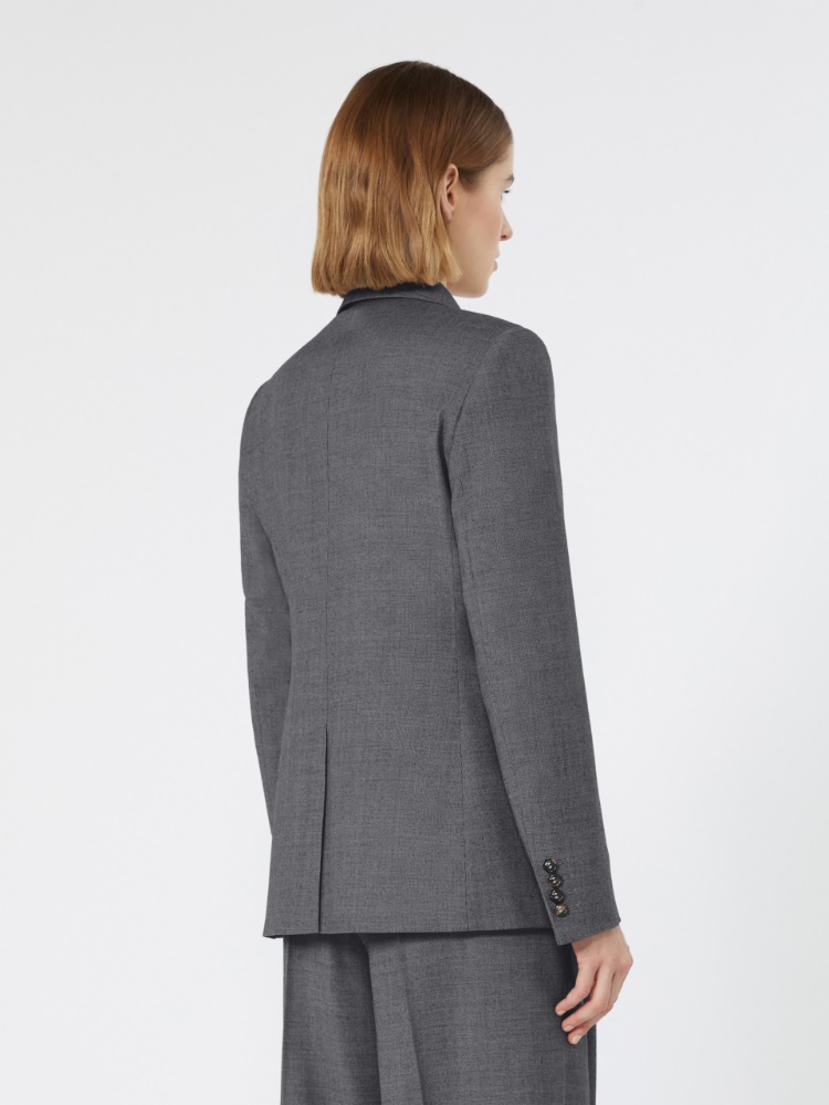 Double-breasted wool flannel blazer - DARK GREY - Max Mara - 3