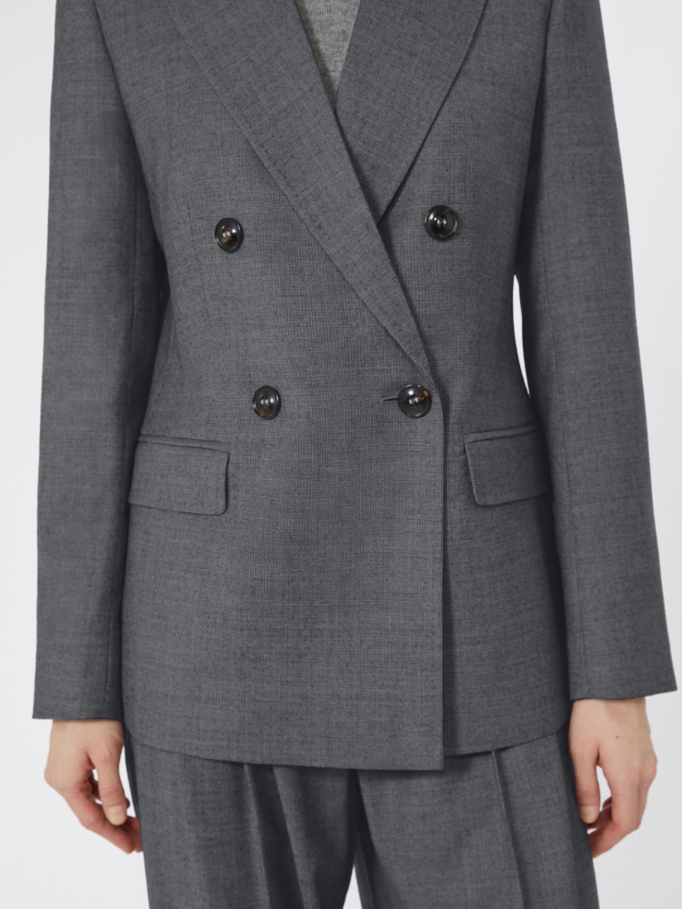 Double-breasted wool flannel blazer - DARK GREY - Max Mara - 4