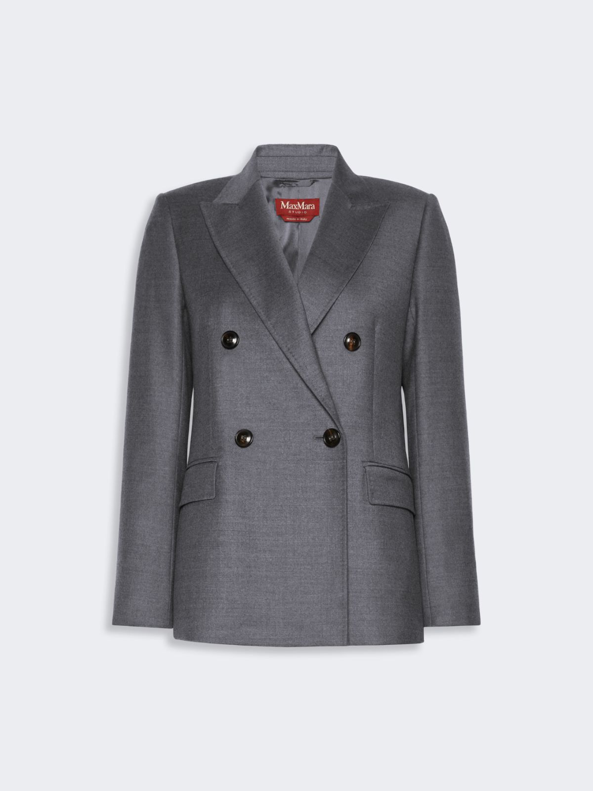 Double-breasted wool flannel blazer - DARK GREY - Max Mara - 5