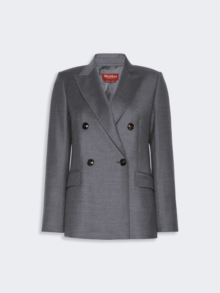 Double-breasted wool flannel blazer - DARK GREY - Max Mara - 5
