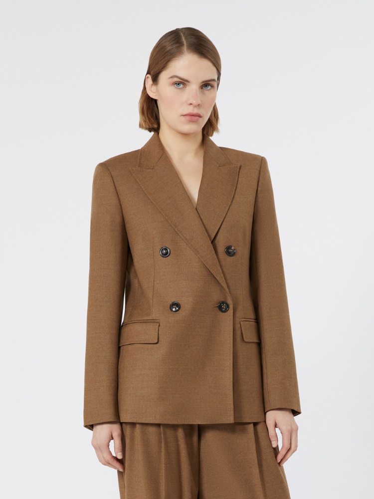 Double-breasted wool flannel blazer - TOBACCO - Max Mara - 2