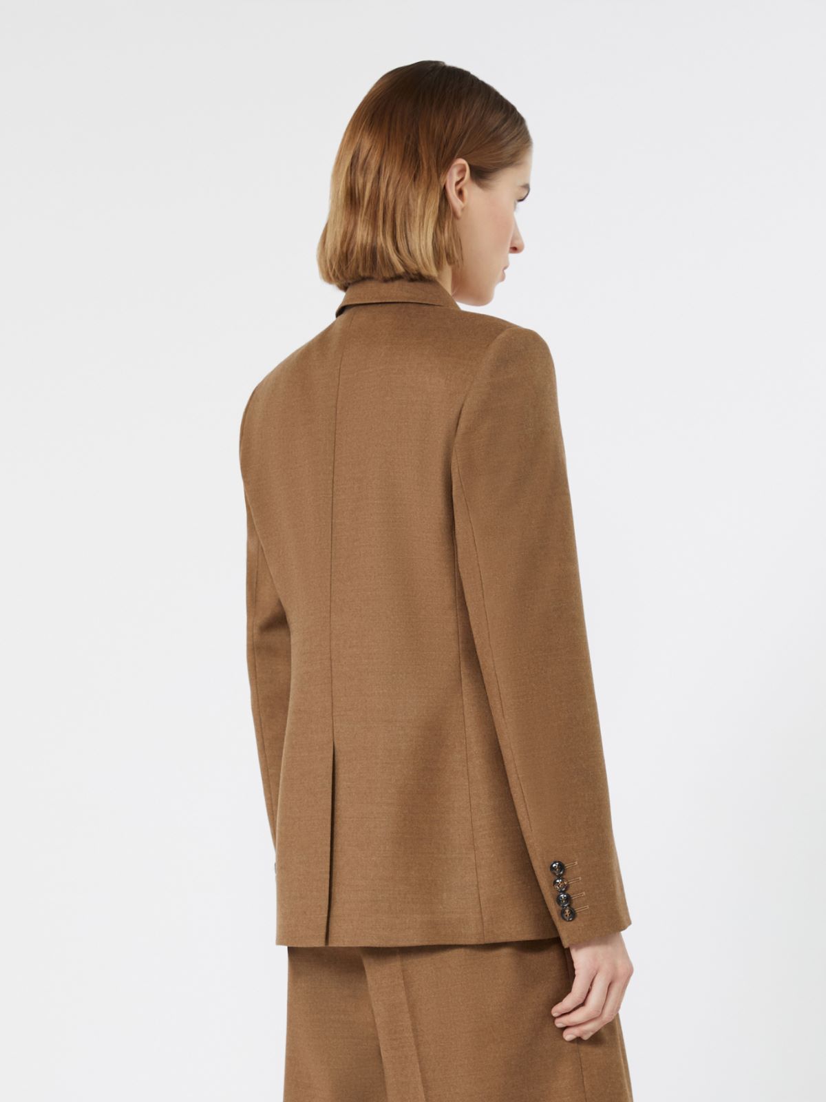 Double-breasted wool flannel blazer - TOBACCO - Max Mara - 3
