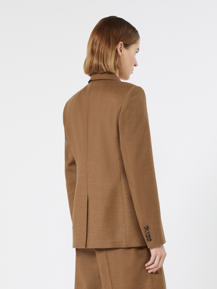 Double-breasted wool flannel blazer - TOBACCO - Max Mara - 3