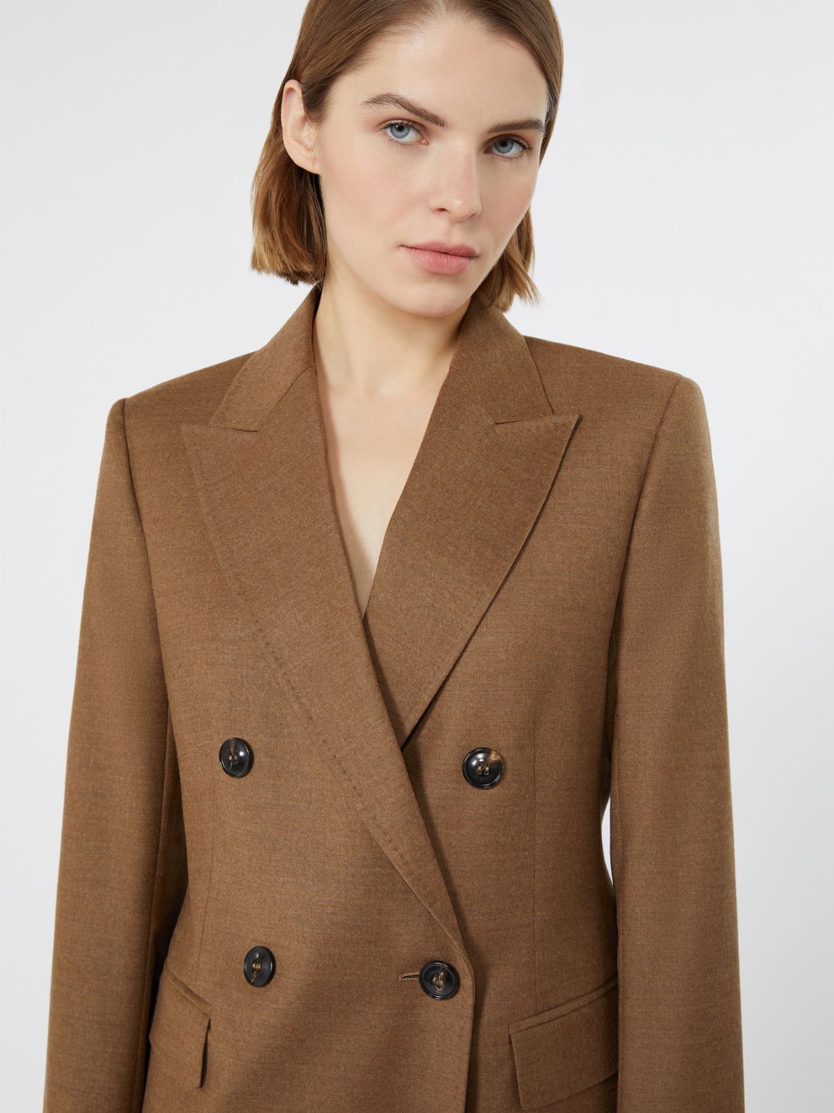 Double-breasted wool flannel blazer - TOBACCO - Max Mara - 4