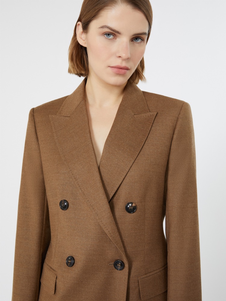 Double-breasted wool flannel blazer - TOBACCO - Max Mara - 4