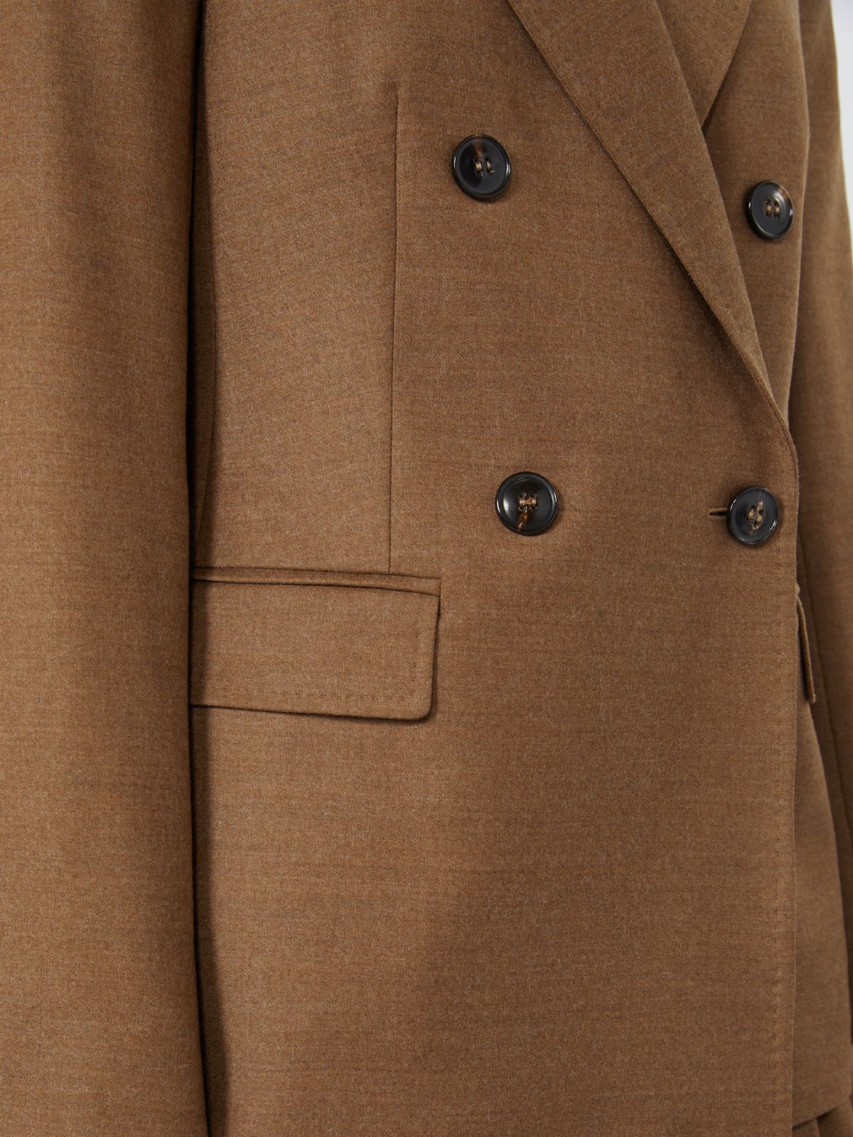 Double-breasted wool flannel blazer - TOBACCO - Max Mara - 5