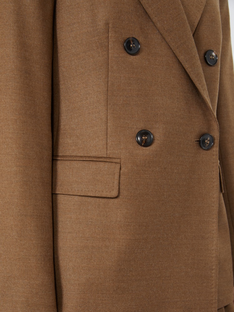 Double-breasted wool flannel blazer - TOBACCO - Max Mara - 5