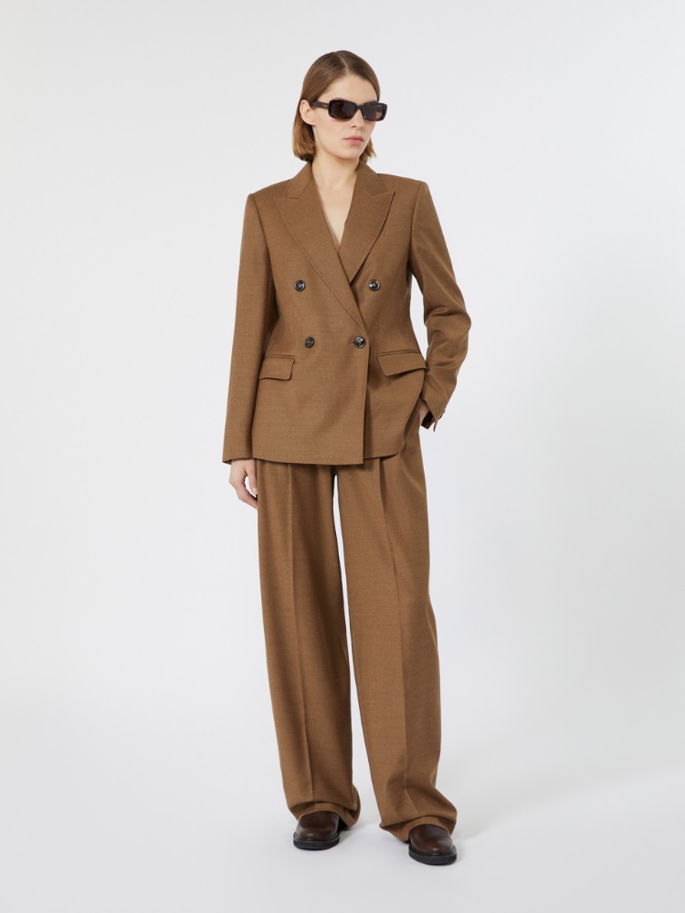 Double-breasted wool flannel blazer - TOBACCO - Max Mara