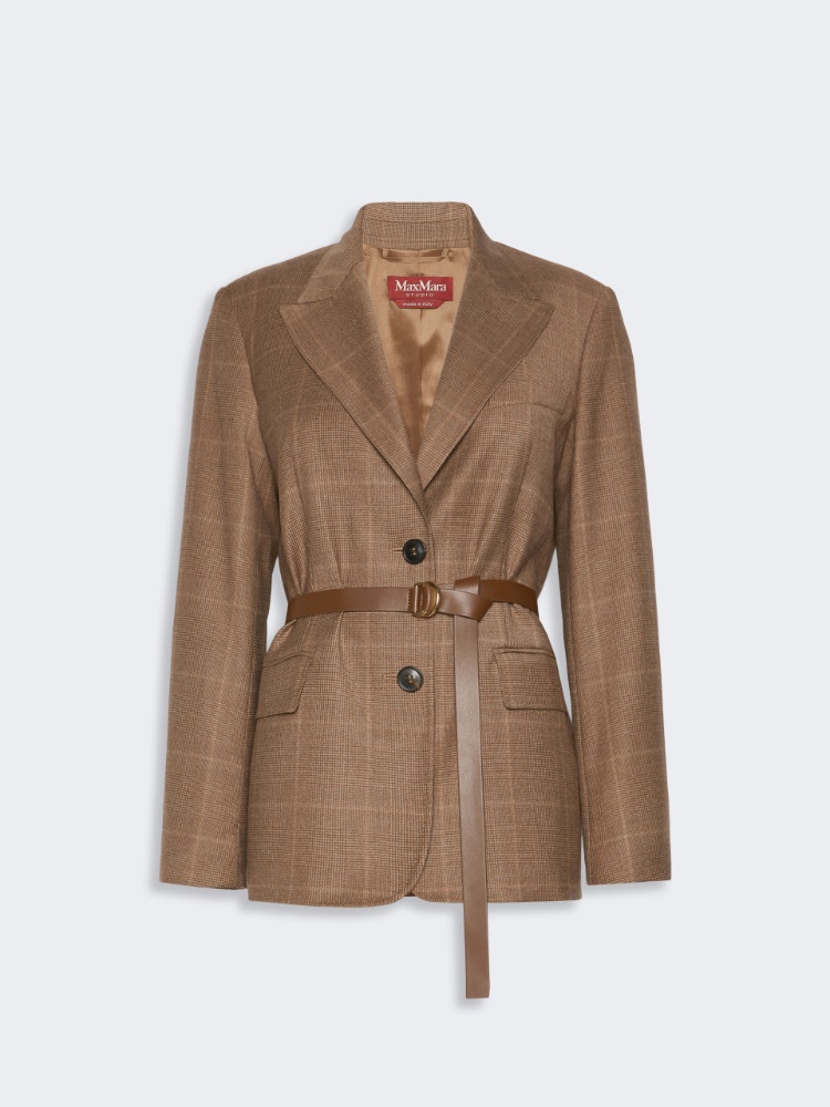 Wool flannel blazer - CAMEL