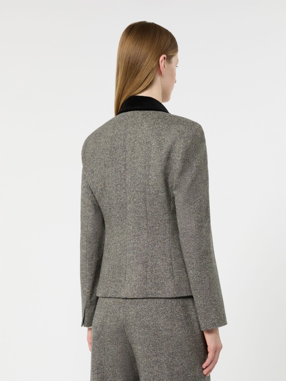 Wool and silk blend double-breasted jacket - WHITE BLACK - Max Mara - 3