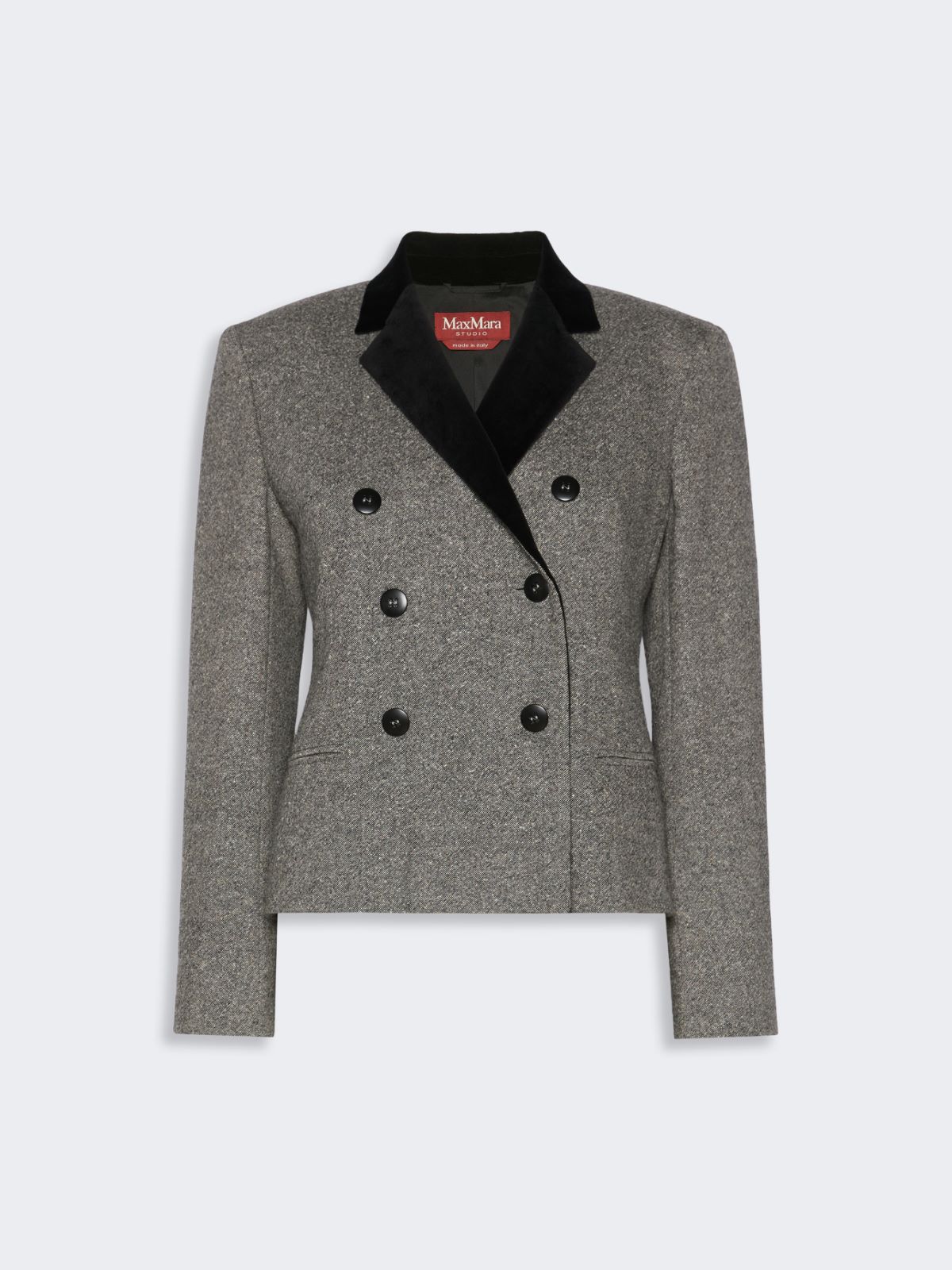 Wool and silk blend double-breasted jacket - WHITE BLACK - Max Mara - 5