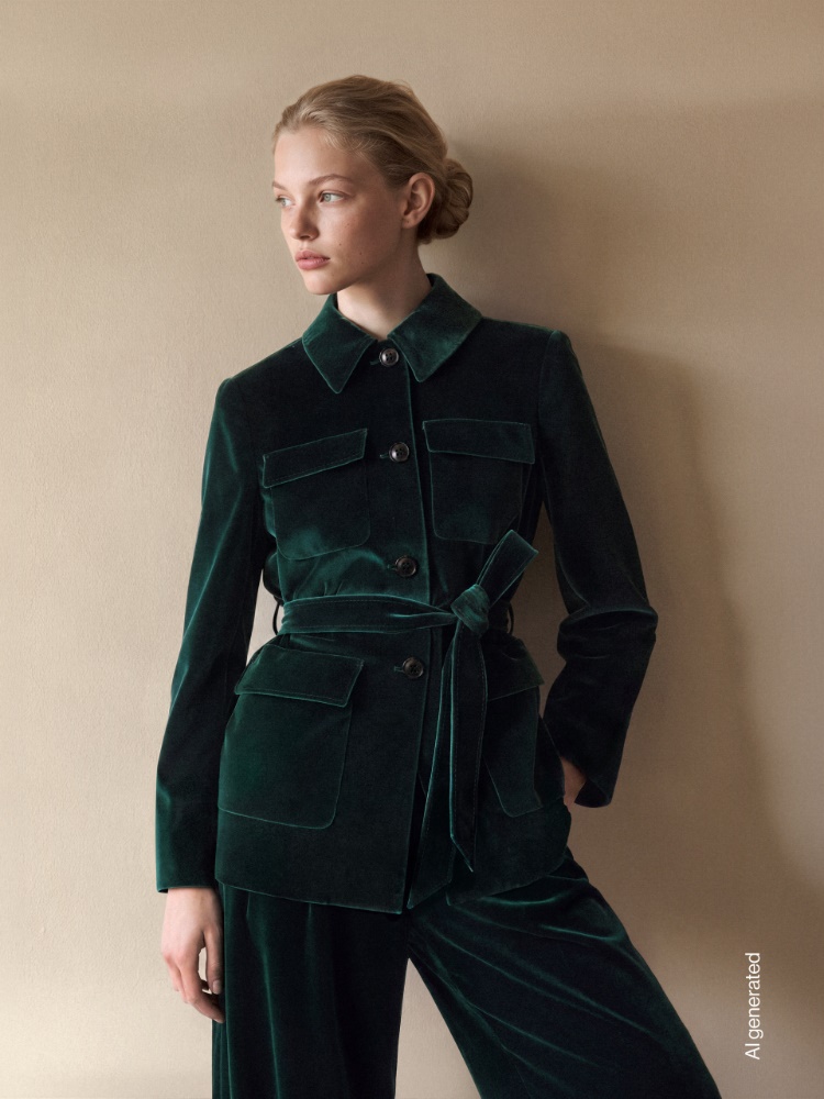 Giacca sahariana in velluto + VERDE - Max Mara