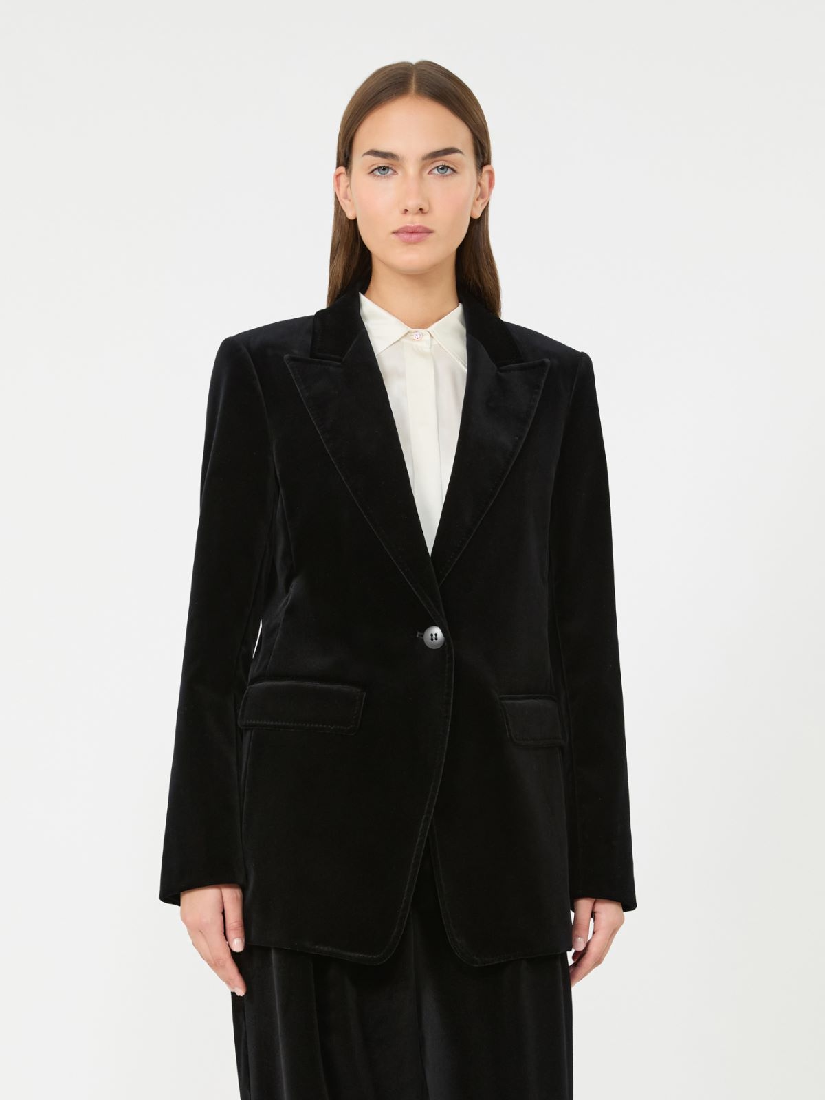 Smooth velvet blazer - BLACK - Max Mara - 2