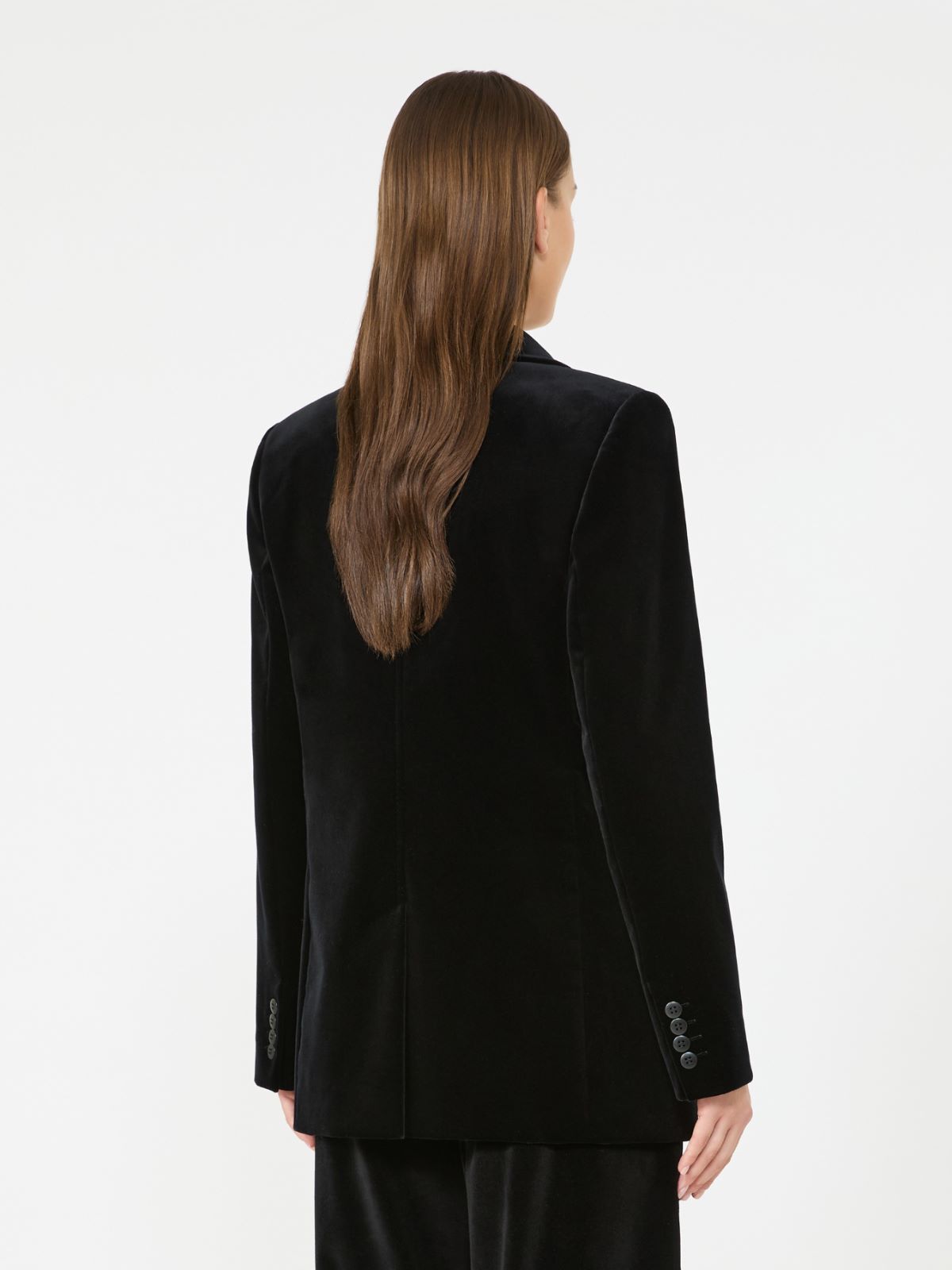 Smooth velvet blazer - BLACK - Max Mara - 3