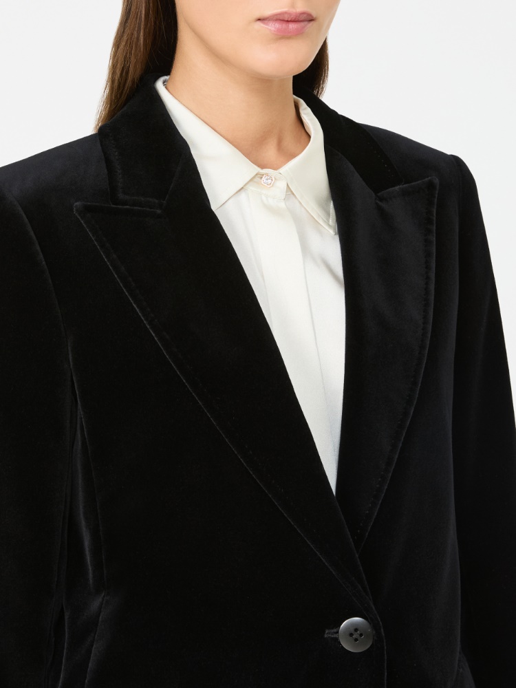 Smooth velvet blazer - BLACK - Max Mara - 4