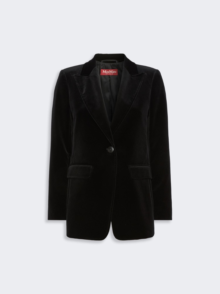Smooth velvet blazer - BLACK