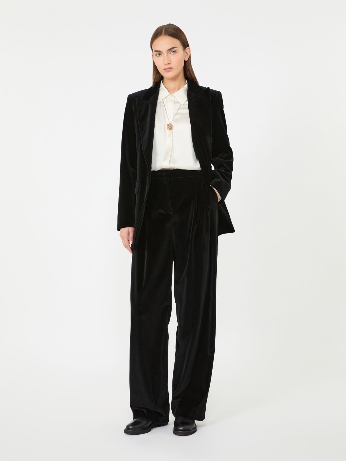 Smooth velvet blazer - BLACK - Max Mara