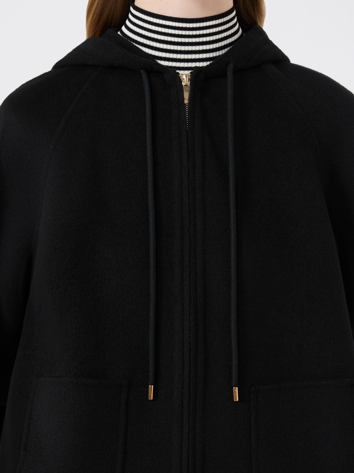 Abrigo corto de lana, cachemira y seda con capucha - NEGRO - Max Mara - 4