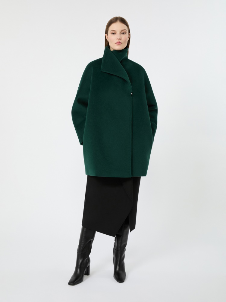 Cocoon-fit wool coat - GREEN