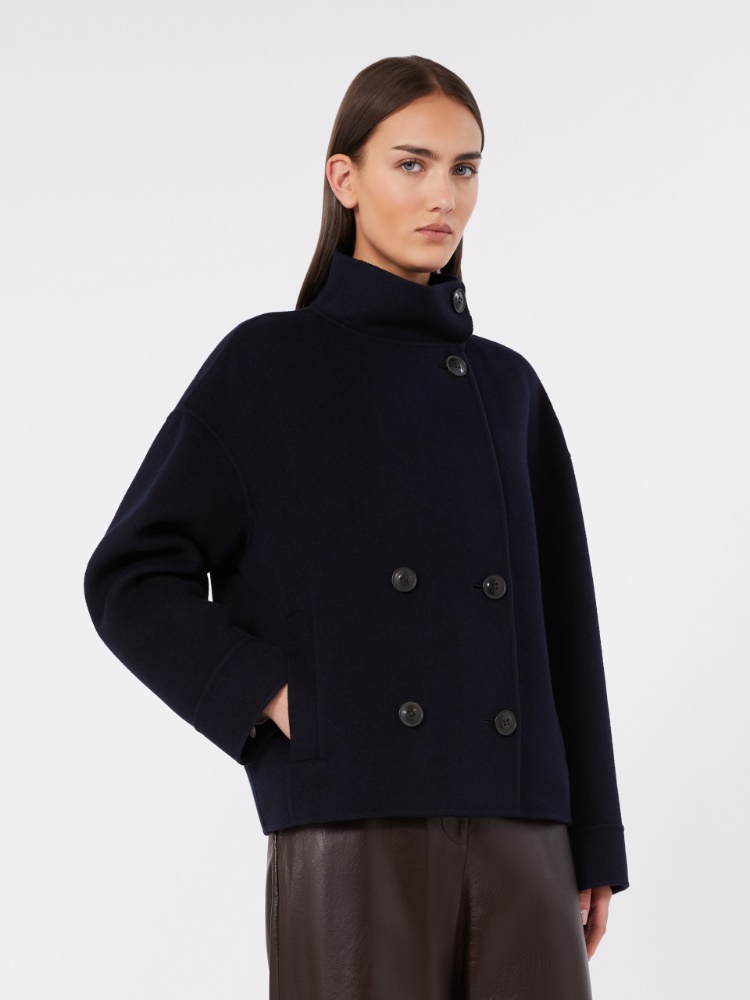 Double wool, cashmere and silk pea coat - NAVY - 2