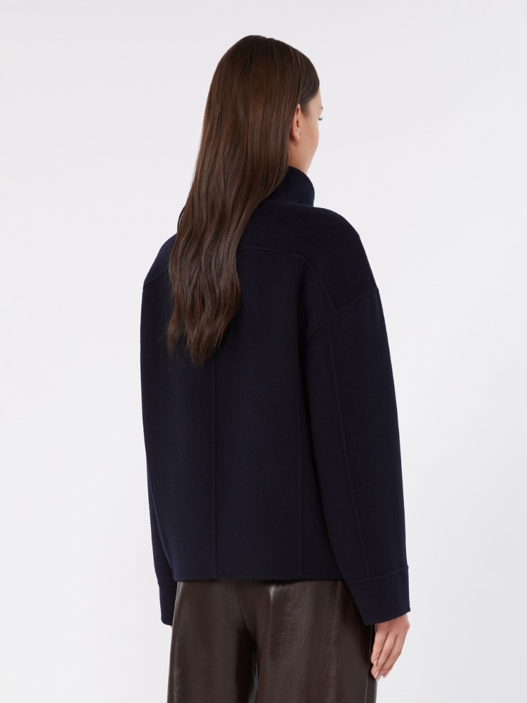 Double wool, cashmere and silk pea coat - NAVY - 3