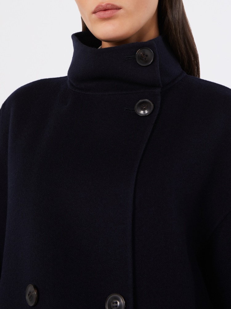 Double wool, cashmere and silk pea coat - NAVY - 4
