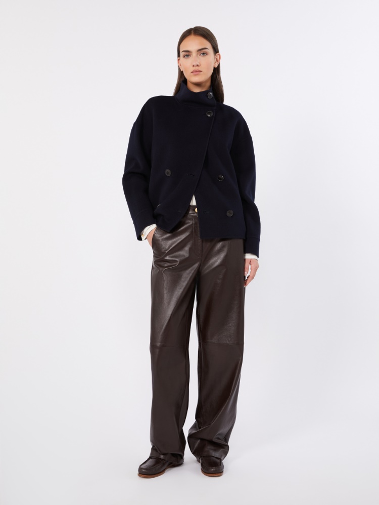 Double wool, cashmere and silk pea coat - NAVY