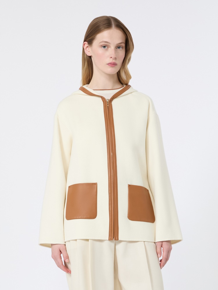 Wool, silk and cashmere hooded coat - WHITE - 2