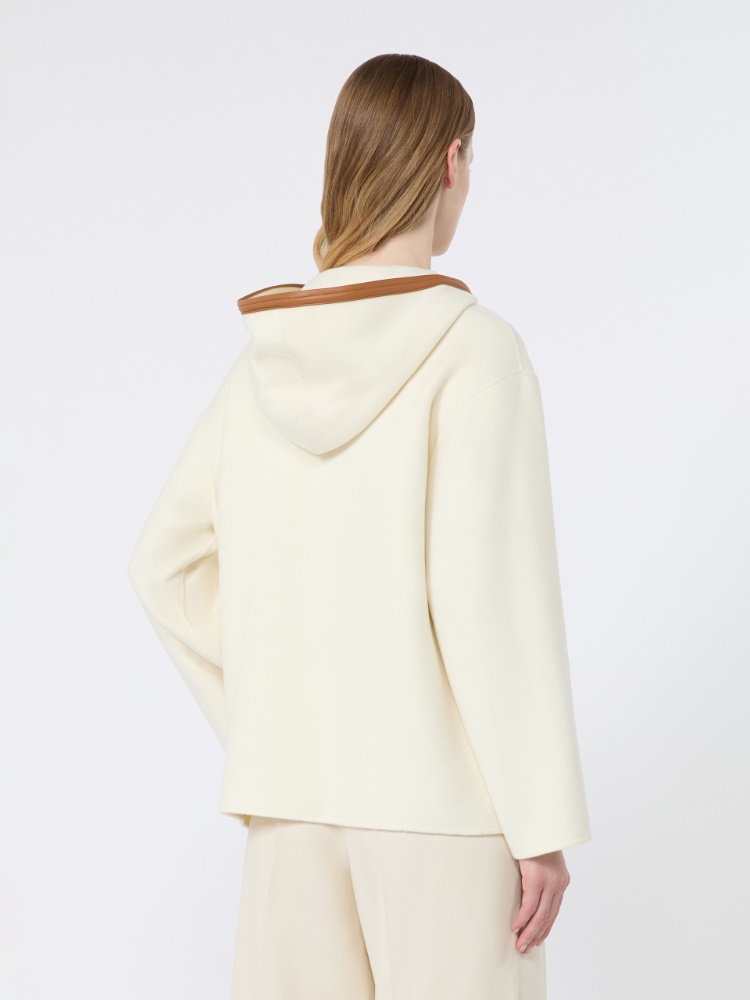 Wool, silk and cashmere hooded coat - WHITE - 3