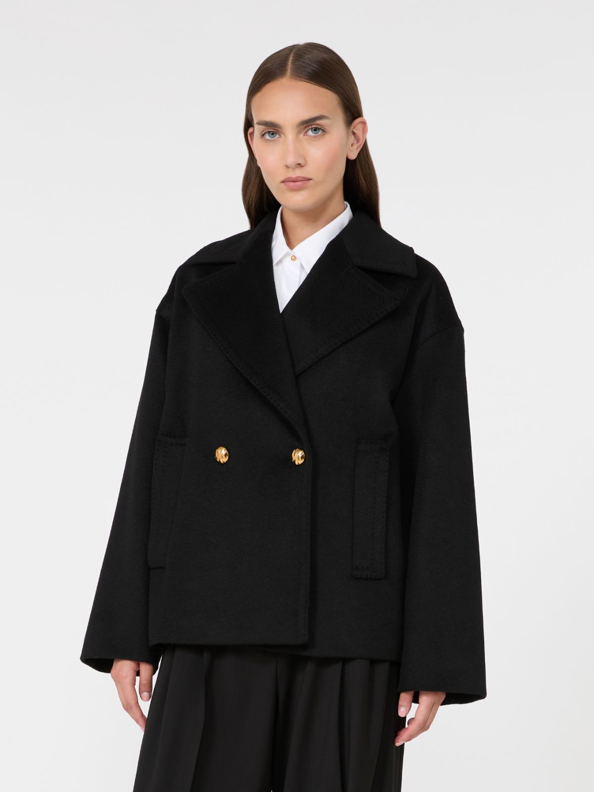 Dwurzędowa bosmanka z sukna wełnianego - CZARNY - Max Mara - 2