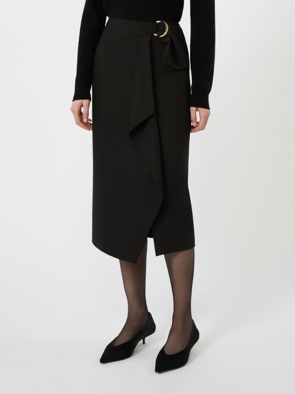 Stretch wool twill skirt - BLACK - Max Mara - 2