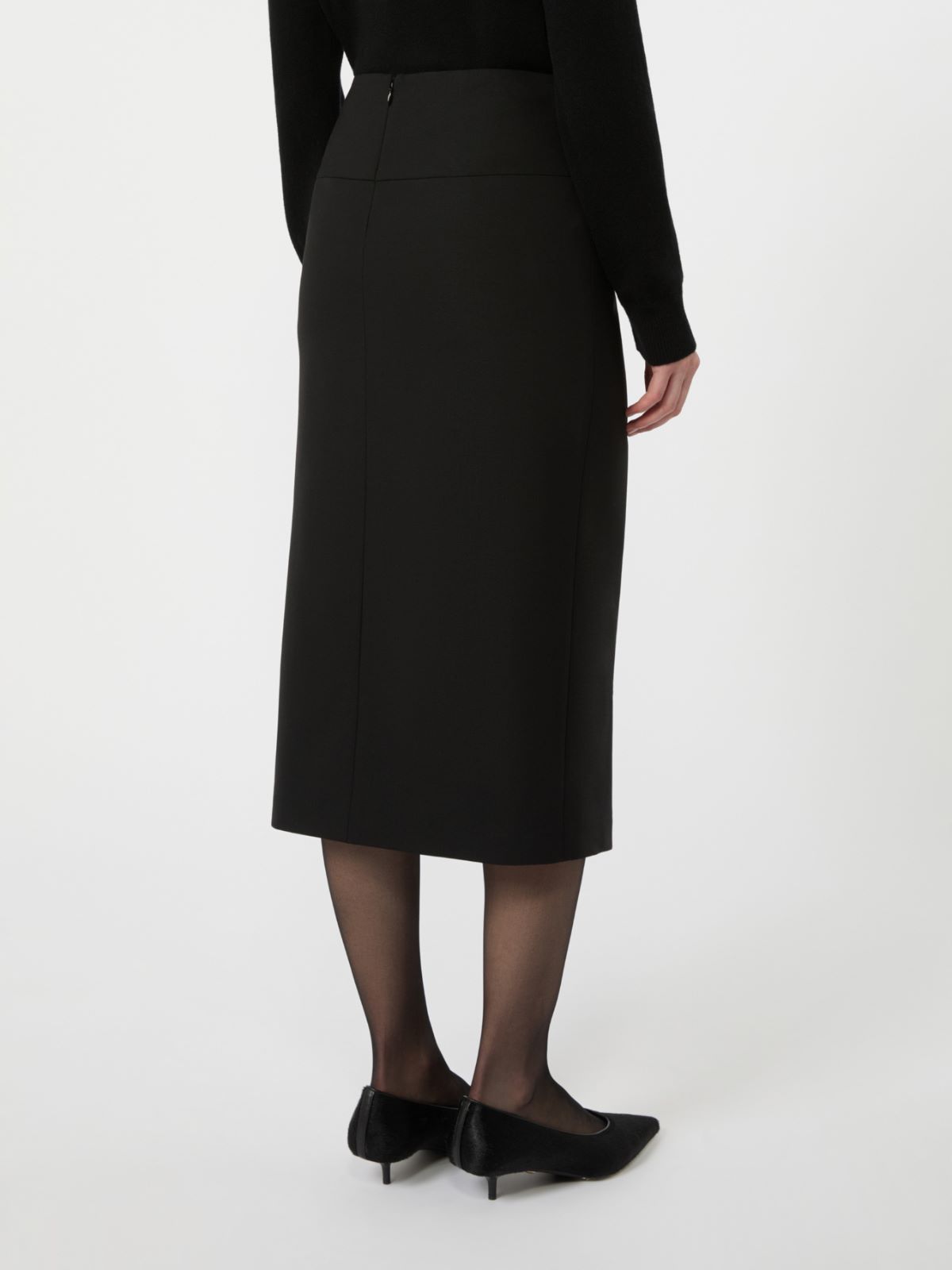 Stretch wool twill skirt - BLACK - Max Mara - 3