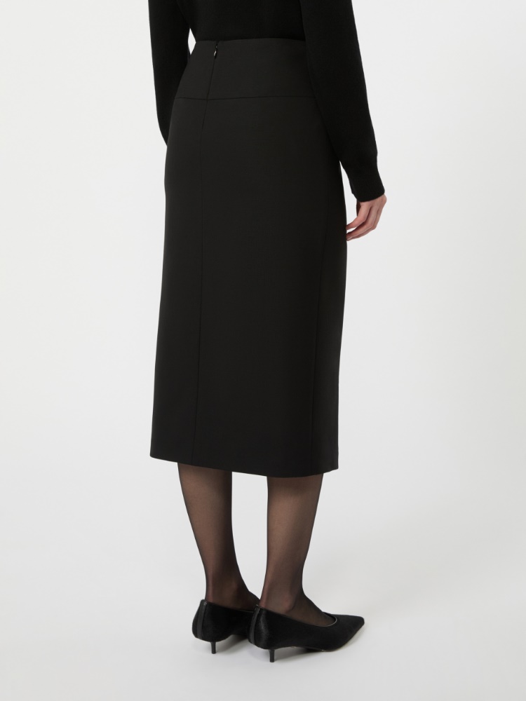 Stretch wool twill skirt - BLACK - Max Mara - 3