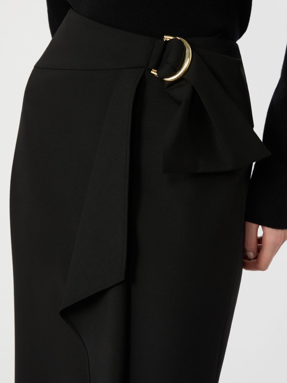 Stretch wool twill skirt - BLACK - Max Mara - 4