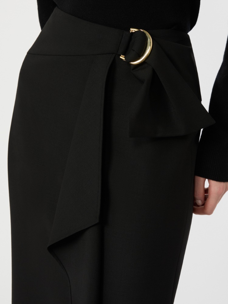 Stretch wool twill skirt - BLACK - Max Mara - 4