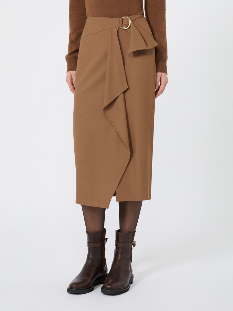 Stretch wool twill skirt - TOBACCO - Max Mara - 2