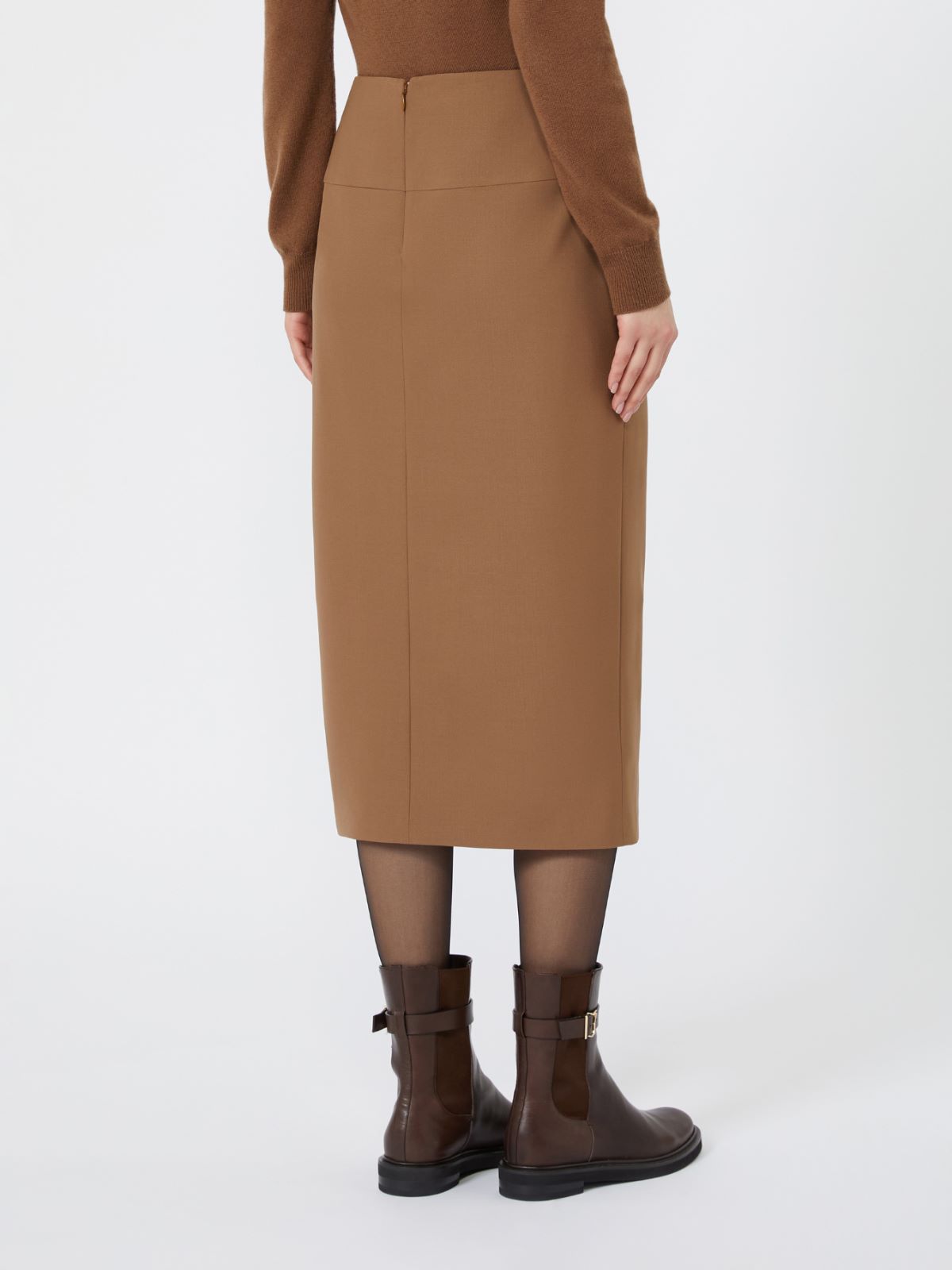 Stretch wool twill skirt - TOBACCO - Max Mara - 3