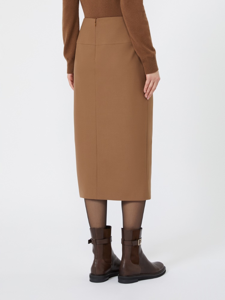 Stretch wool twill skirt - TOBACCO - Max Mara - 3