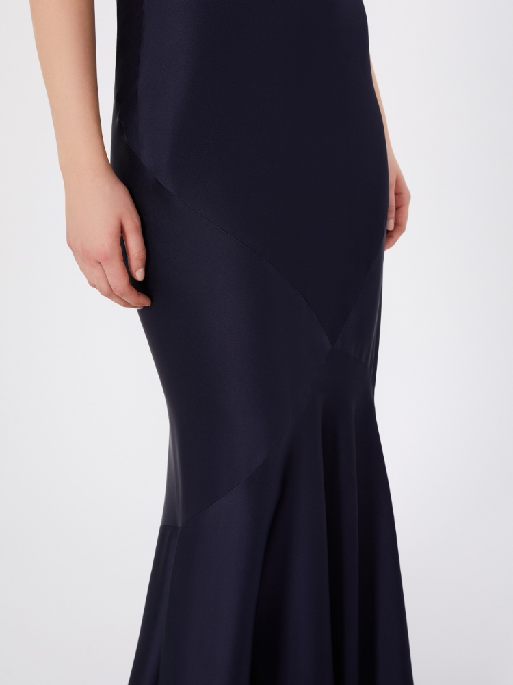 Long envers satin skirt - MIDNIGHTBLUE - 4