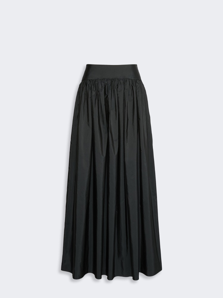 Long silk-blend taffeta skirt - BLACK