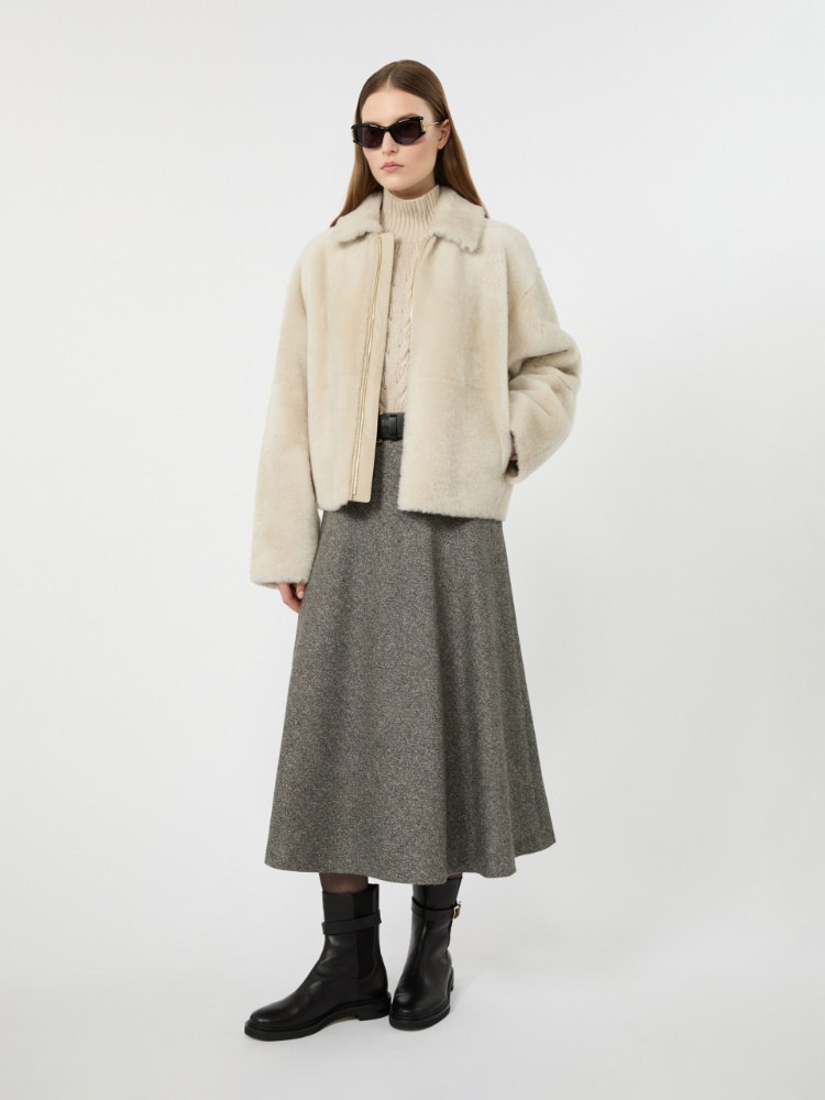 Wool-blend skirt - WHITE BLACK