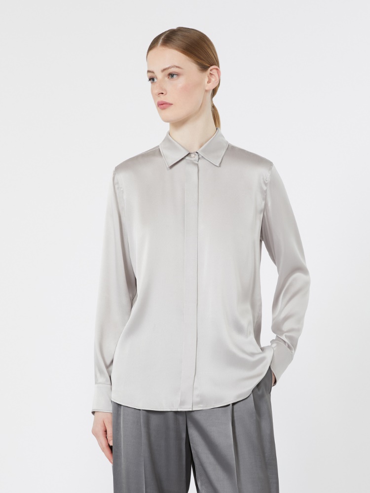 Mannish silk satin shirt - PEARL GREY - Max Mara - 2