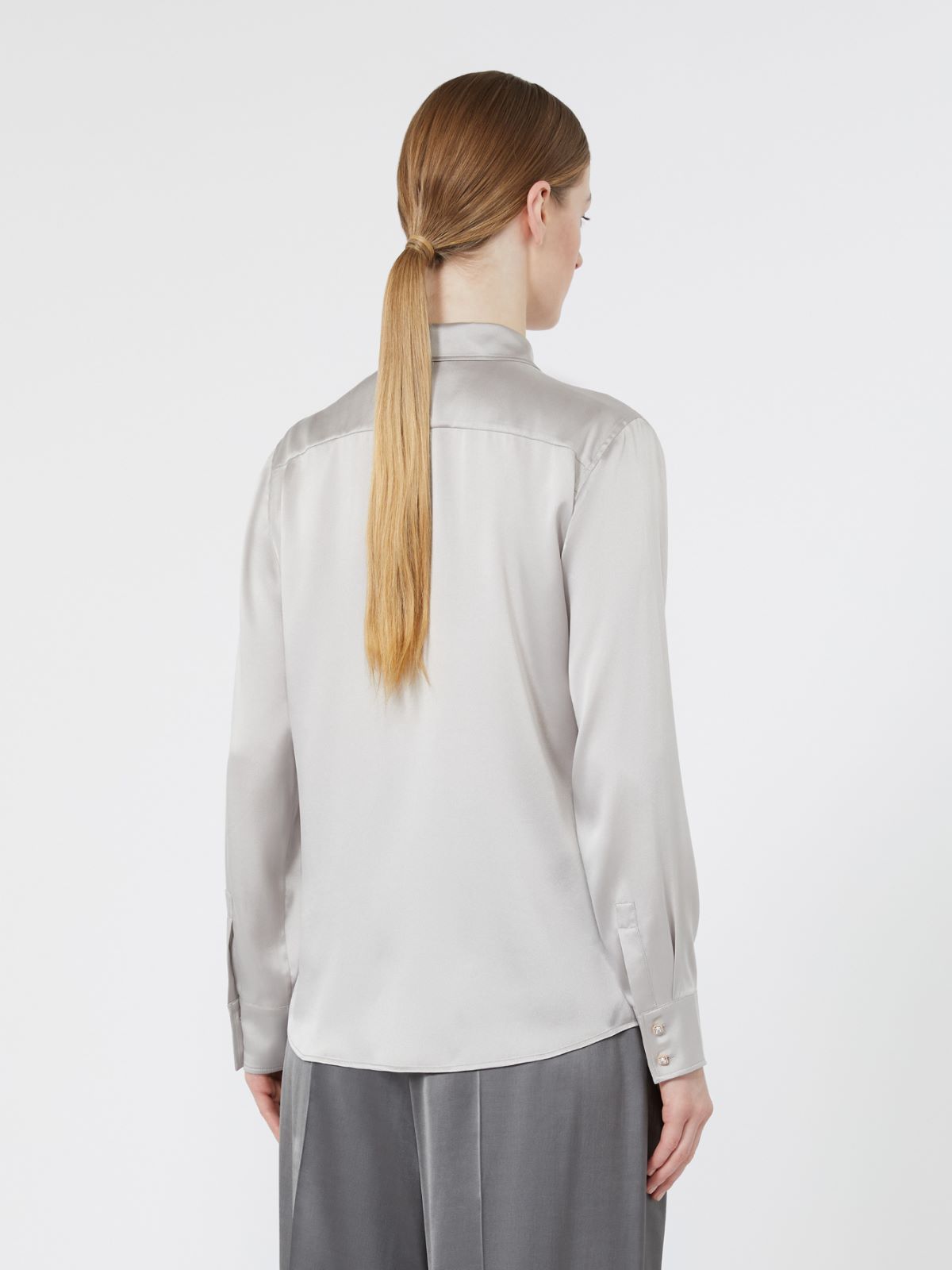 Mannish silk satin shirt - PEARL GREY - Max Mara - 3